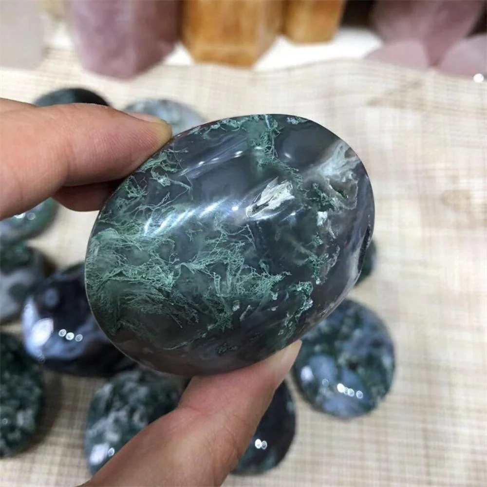 Green Moss Agate Palm Stone - Image 2