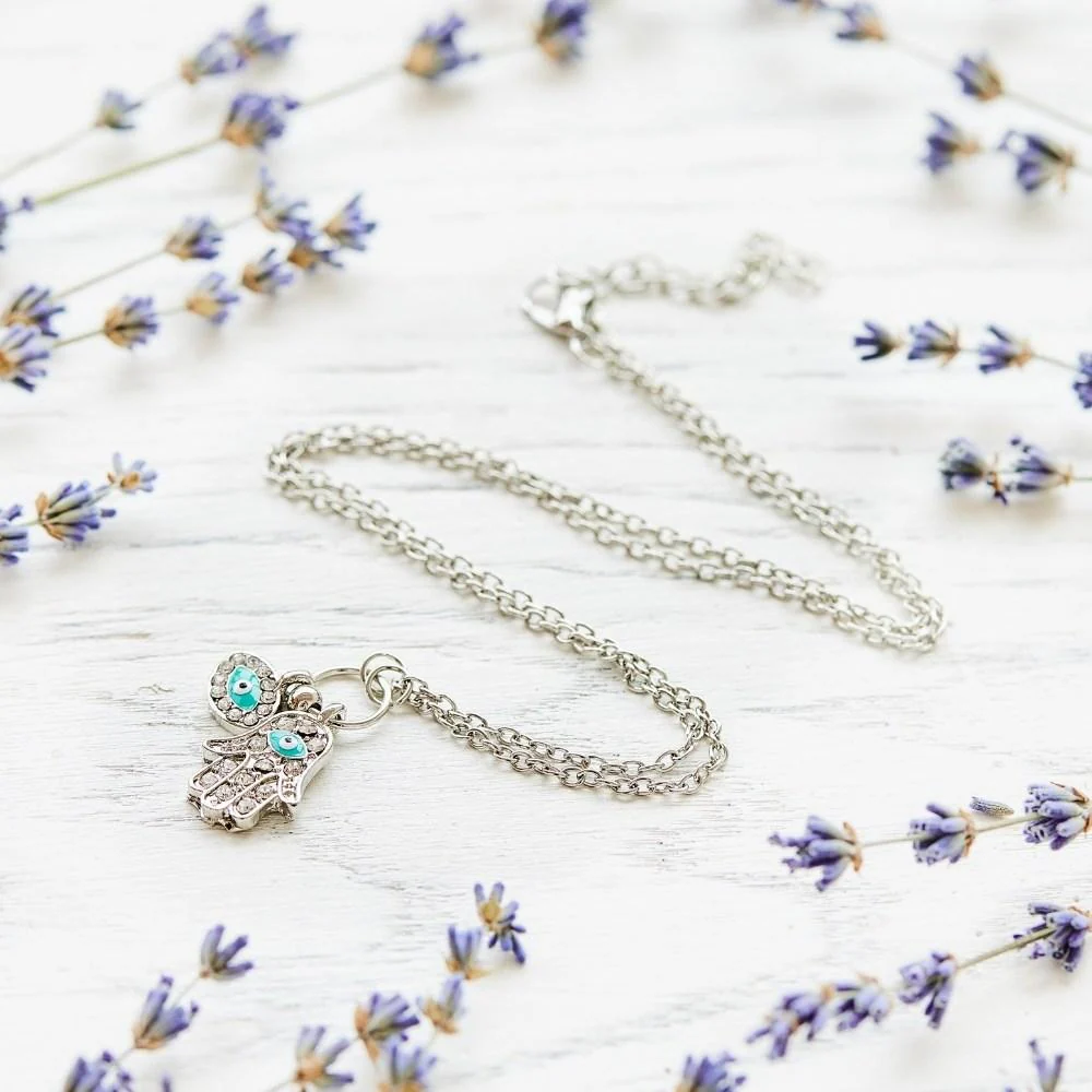 Hamsa Evil Eye Necklace - 2 charms - Image 2