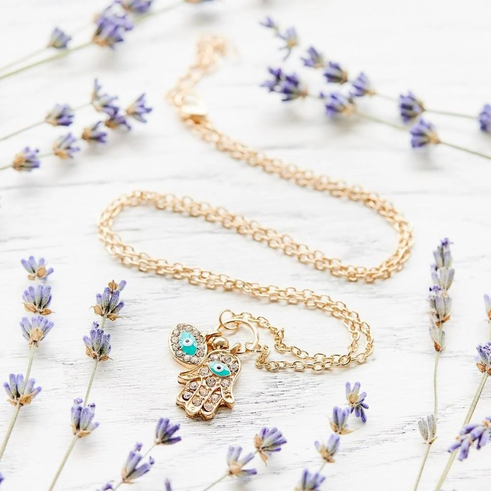 Hamsa Evil Eye Necklace - 2 charms - Image 3