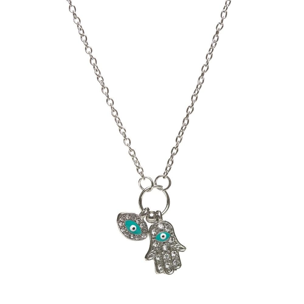 Hamsa Evil Eye Necklace - 2 charms - Image 7