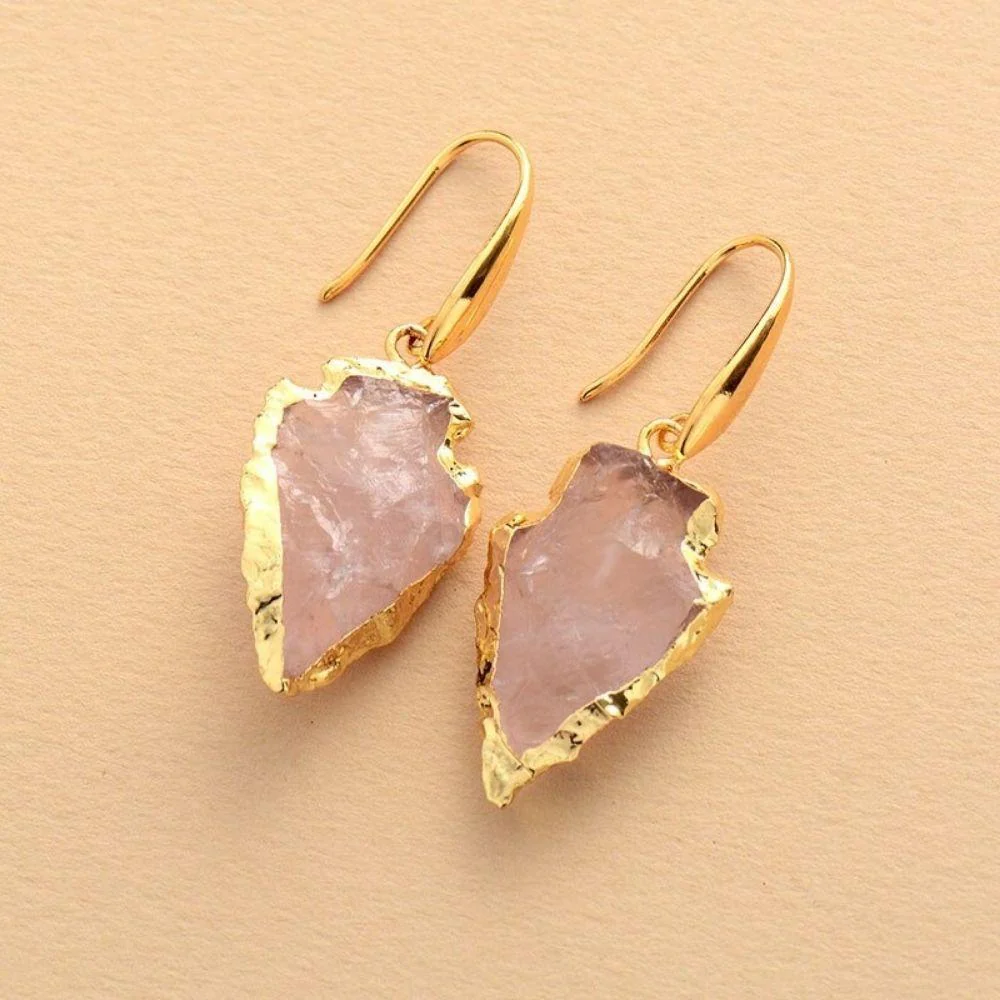 Handmade Rose Quartz Crystal Earrings - Image 3