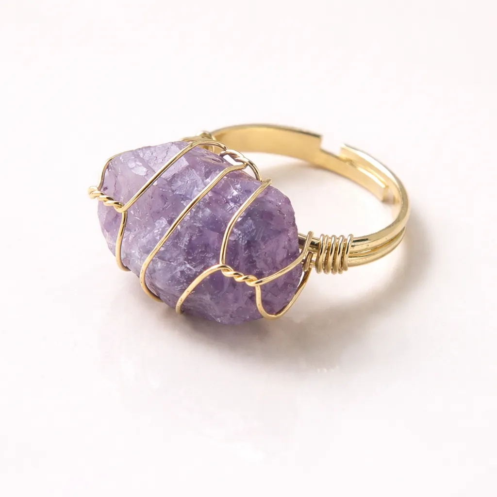 Healing Crystal Adjustable Ring — Natural Gemstone Statement Jewelry - Image 12