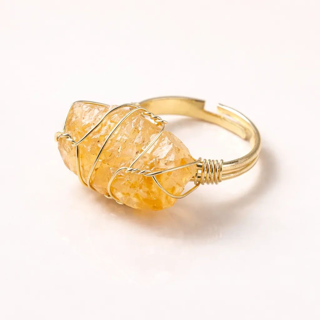 Healing Crystal Adjustable Ring — Natural Gemstone Statement Jewelry - Image 5