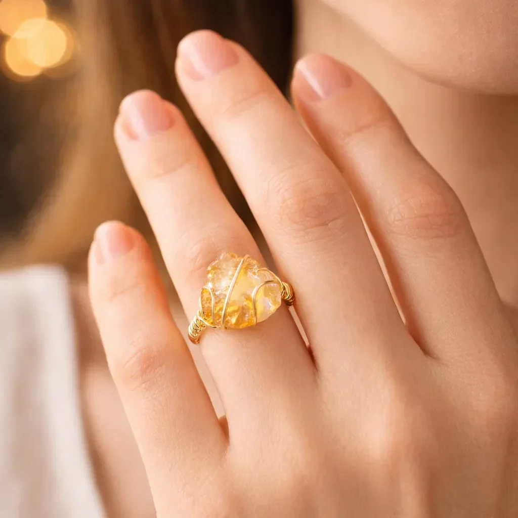 Healing Crystal Adjustable Ring — Natural Gemstone Statement Jewelry - Image 6