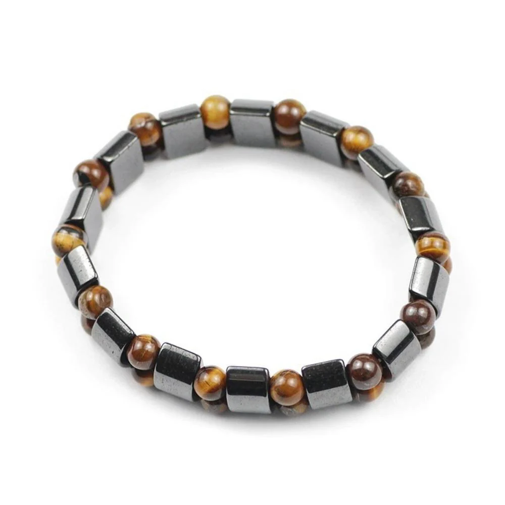 Hematite Tiger's Eye Stone Charm Bracelet - Image 4