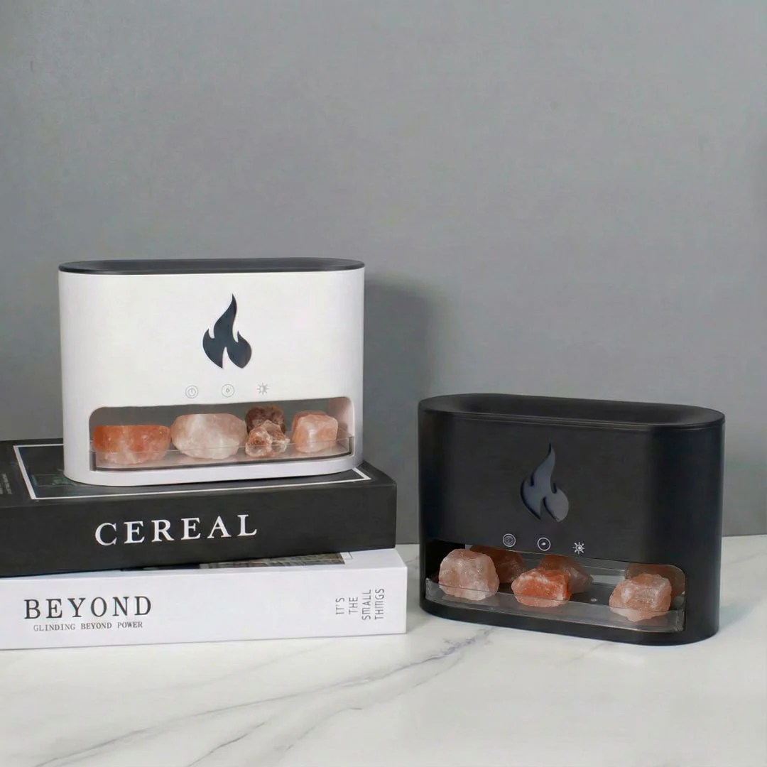 Himalayan Salt Fireplace Humidifier Lamp + FREE 12 Piece Set of Aroma Oils - Image 6