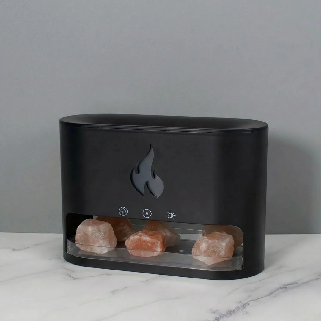 Himalayan Salt Fireplace Humidifier Lamp + FREE 12 Piece Set of Aroma Oils - Image 7