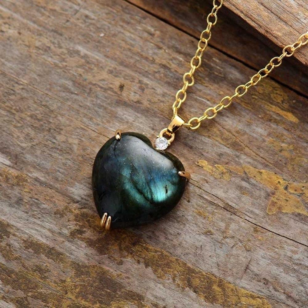 Labradorite Crystal Heart Pendant Necklace - Image 4
