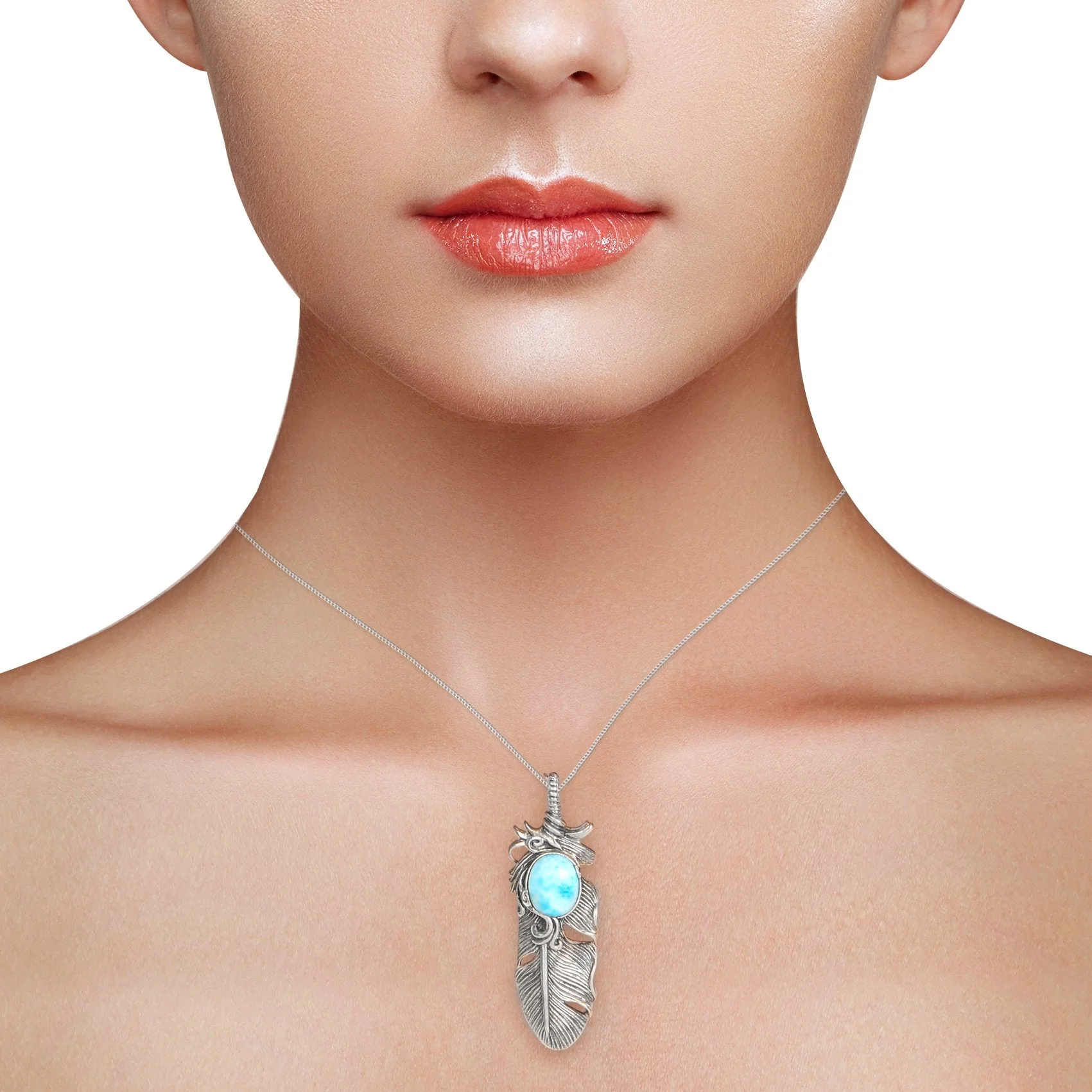 Larimar Feather Necklace - Image 3