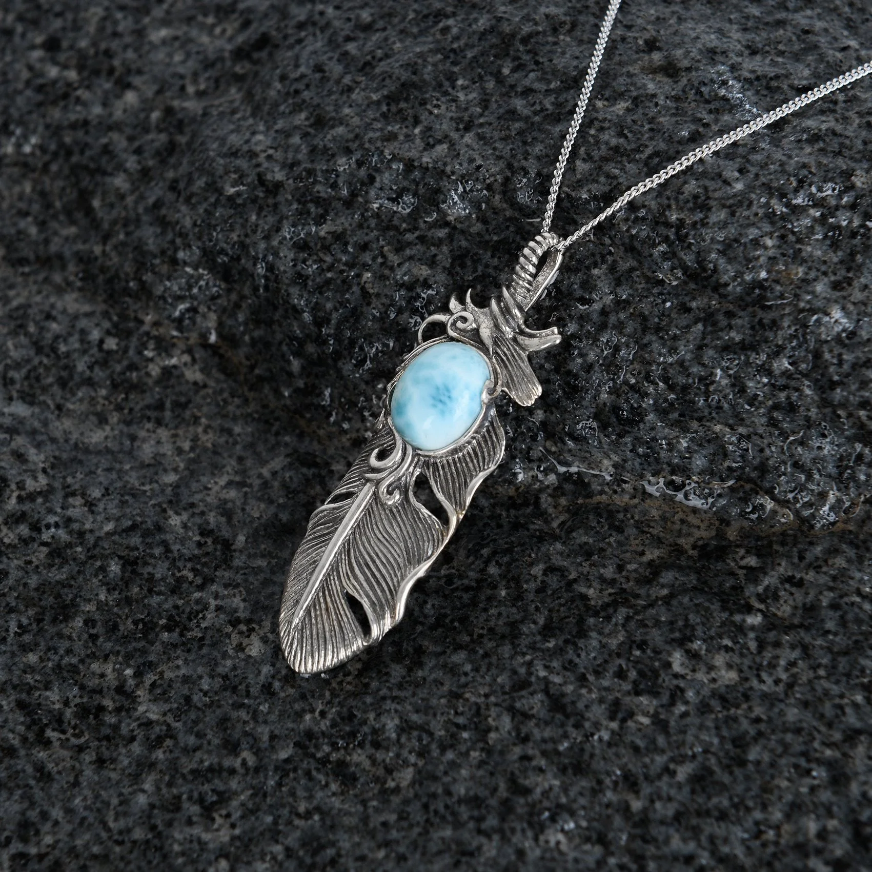 Larimar Feather Necklace - Image 5