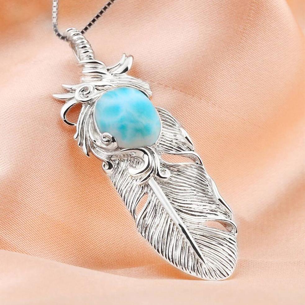 Larimar Feather Necklace - Image 6