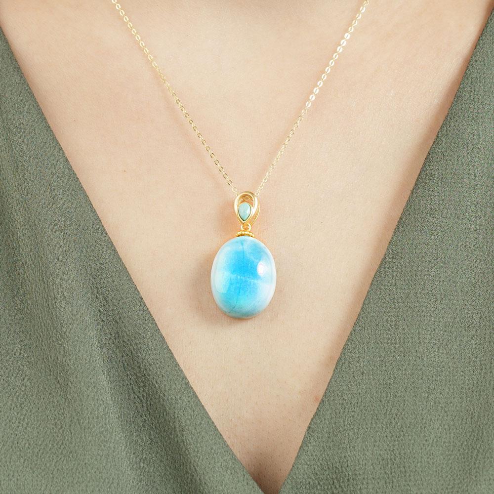 Larimar Ocean Drop Necklace - Image 2