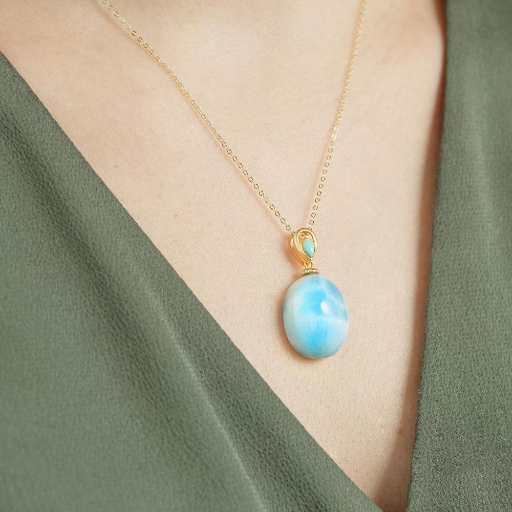 Larimar Ocean Drop Necklace - Image 3