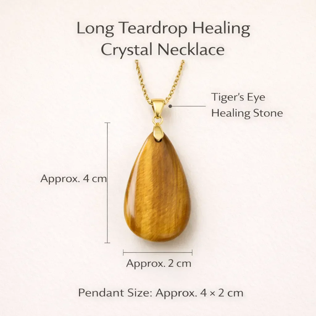 Long Teardrop Healing Crystal Necklace — Natural Gemstone Pendant - Image 4