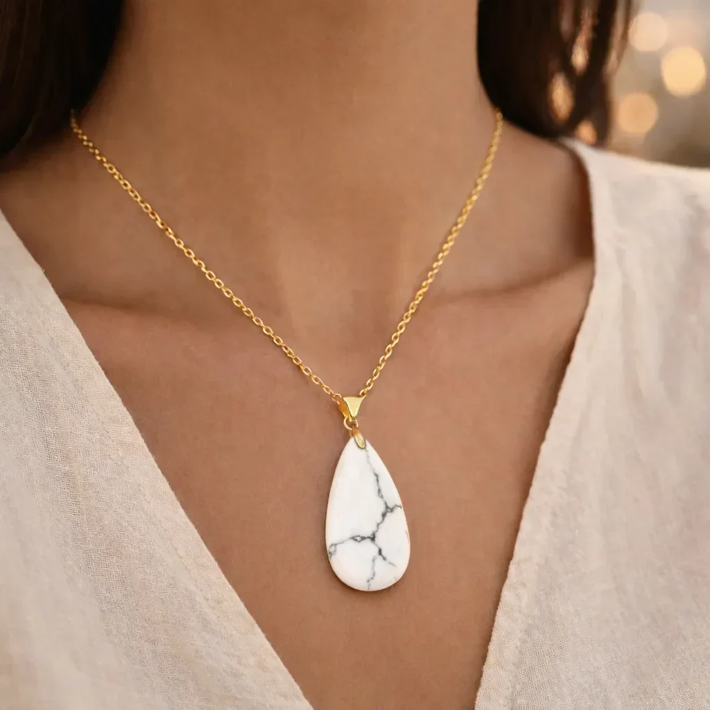 Long Teardrop Healing Crystal Necklace — Natural Gemstone Pendant - Image 6