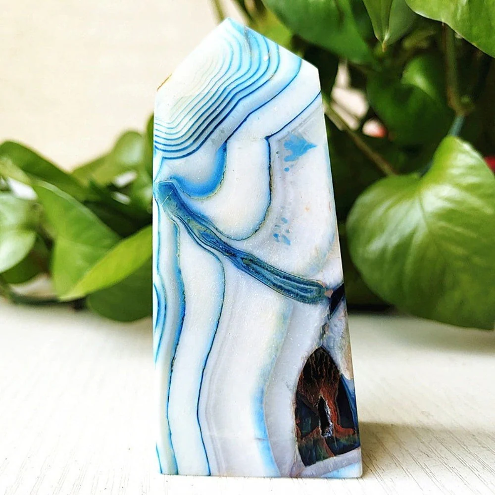Mesmerizing Blue Silk Agate Crystal Point - Image 5