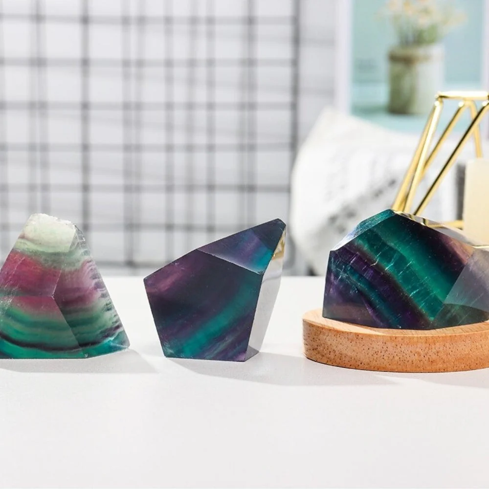 Minimalistic Rainbow Fluorite Crystal Lamp - Image 5