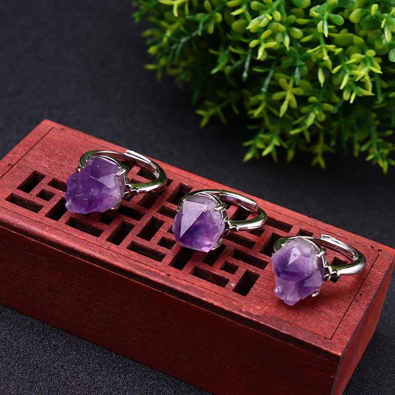 Natural Purple Amethyst Crystal Ring - Image 3