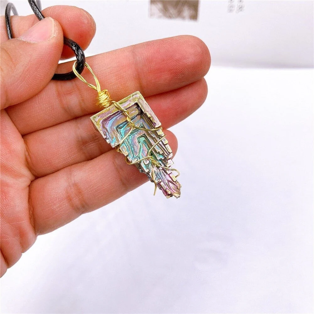 Rainbow Bismuth Crystal Necklace - Image 3