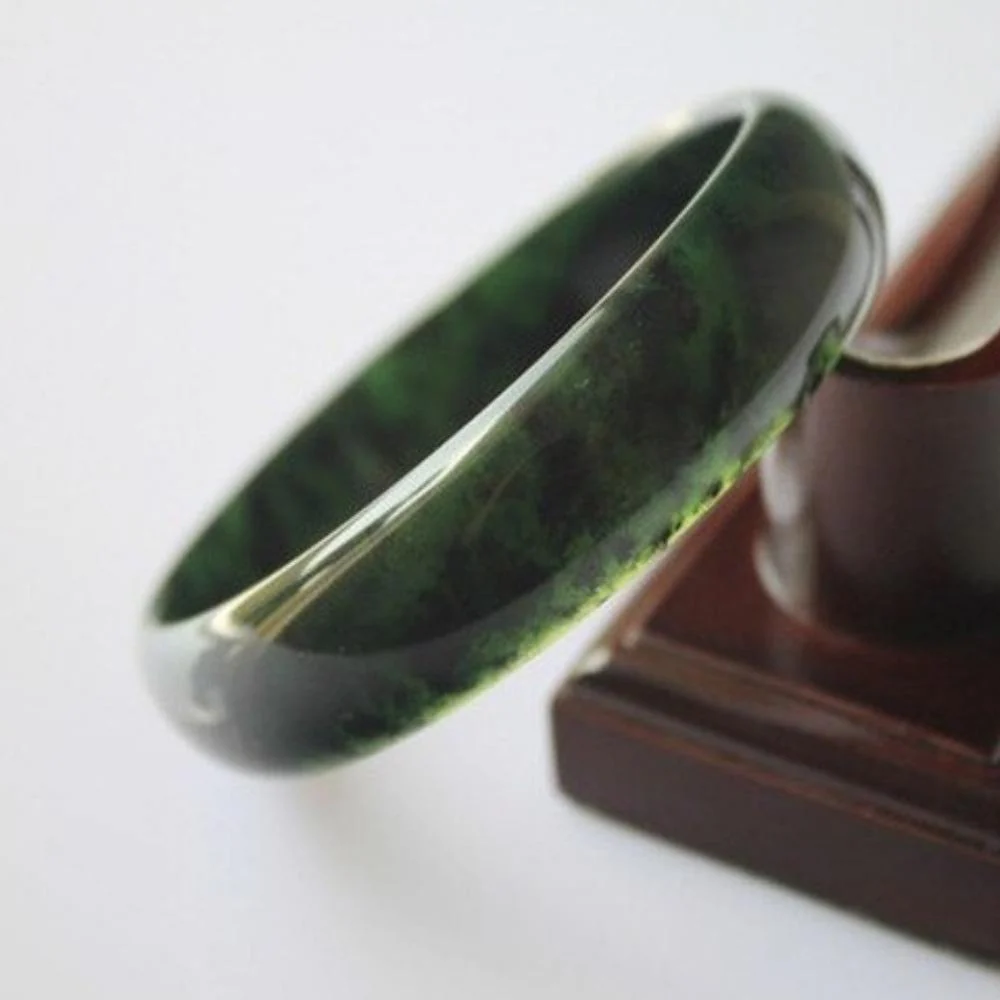 Natural Black Green Jade Bracelet - Image 2