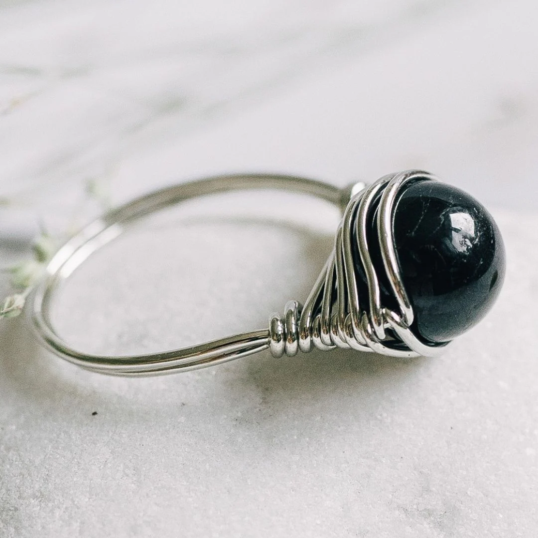 Natural Black Tourmaline Gemstone Ring - Image 3