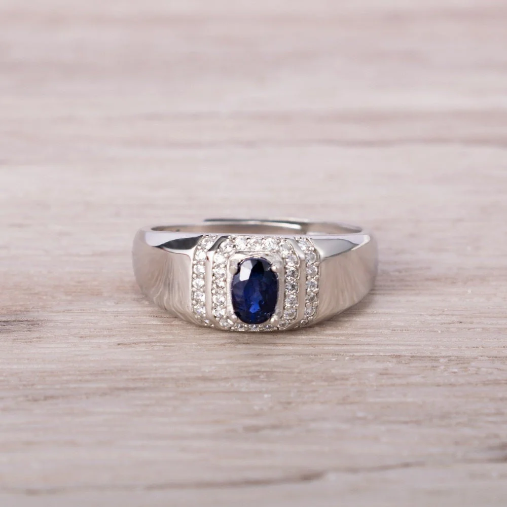 Natural Blue Sapphire Crystal Ring - Image 2