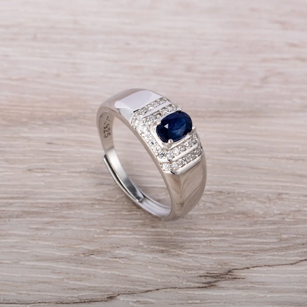 Natural Blue Sapphire Crystal Ring - Image 3