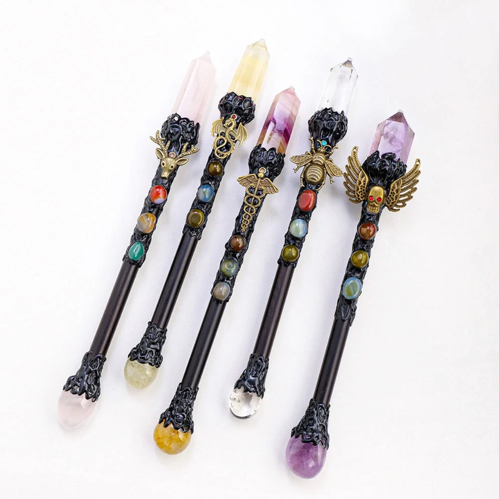 Natural Crystal Point Witchcraft Wand - Image 6