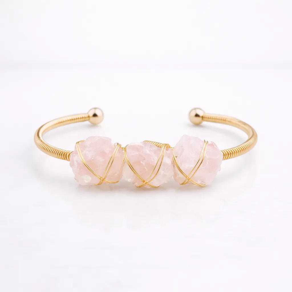 Natural Crystal Raw Stone Bracelet — Healing Energy in Every Bead