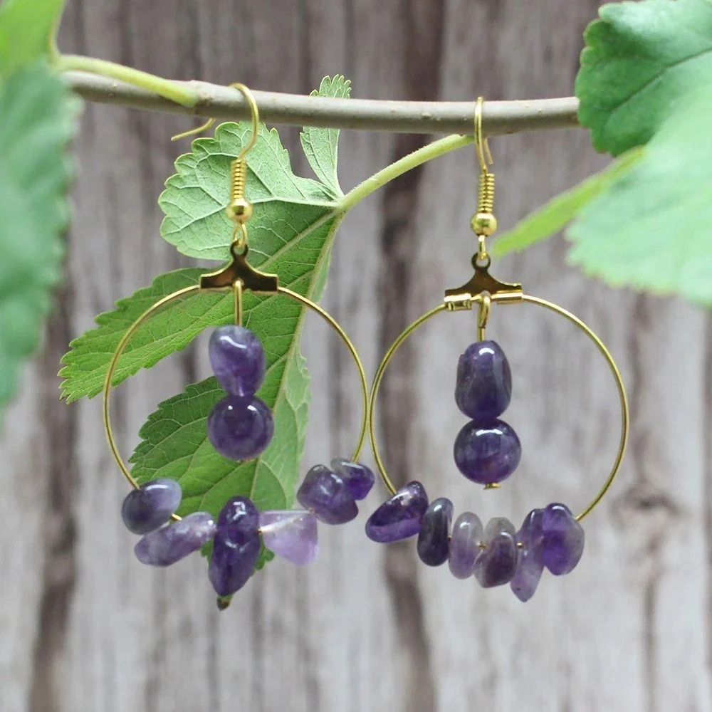 Natural Crystal Stone Drop Earrings - Image 12