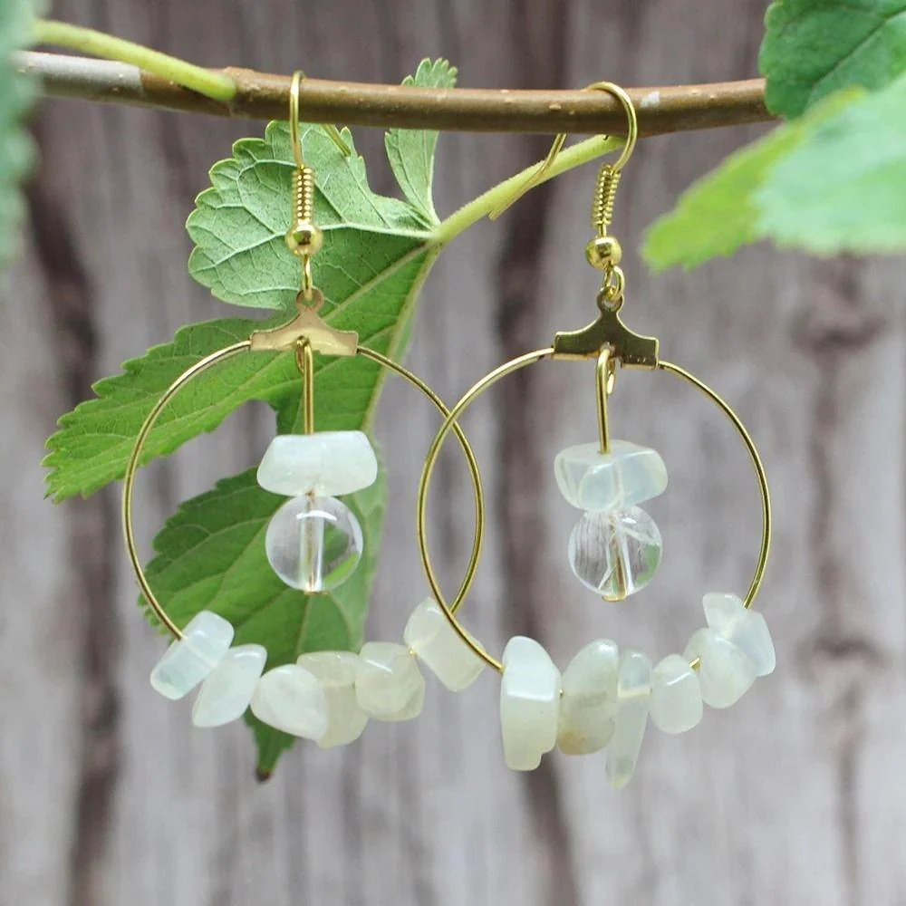Natural Crystal Stone Drop Earrings - Image 3