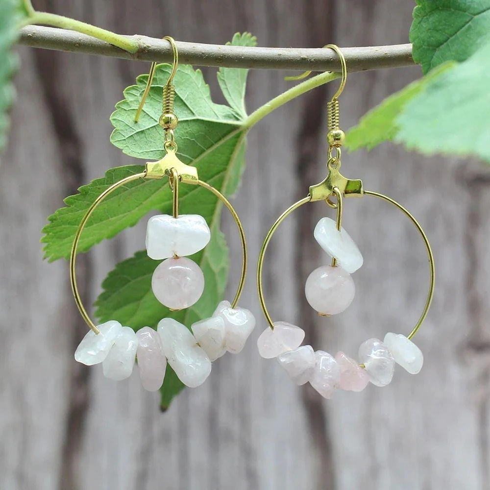 Natural Crystal Stone Drop Earrings - Image 9