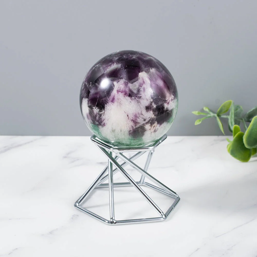 Natural Feather Fluorite Crystal Sphere - Image 2