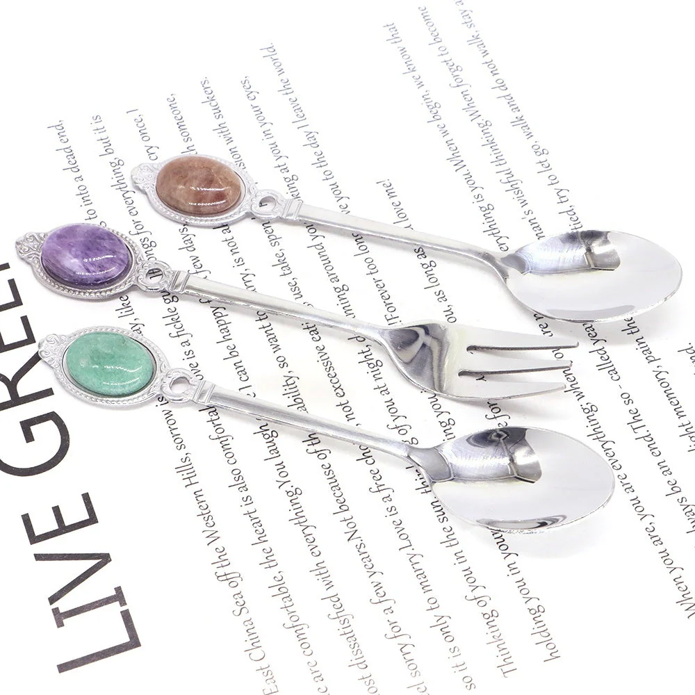 Natural Gemstone Dessert Tableware Set - Image 3