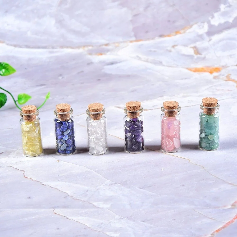 Natural Gemstone Glass Bottle Decor Set - Image 3