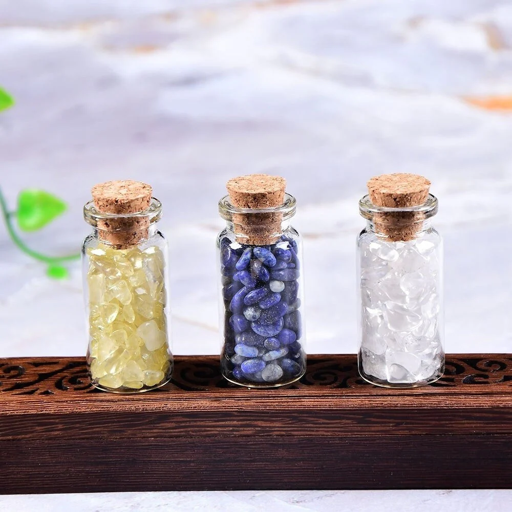 Natural Gemstone Glass Bottle Decor Set - Image 4