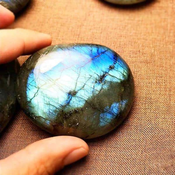 Natural Labradorite Palm Stone - Image 3