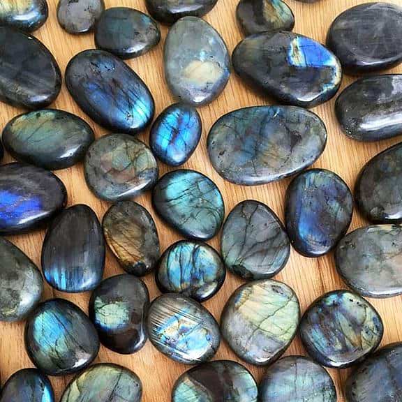 Natural Labradorite Palm Stone - Image 6