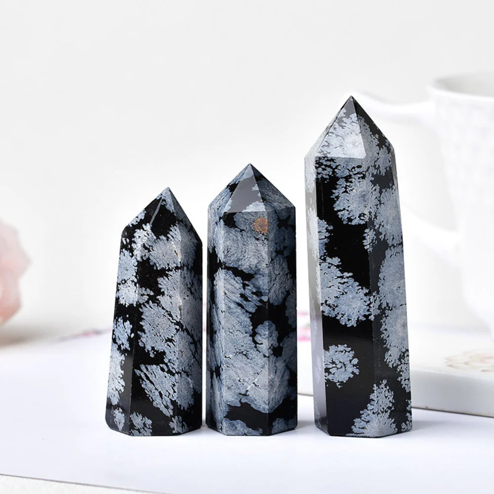 Natural Snowflake Obsidian Crystal Point - Image 5
