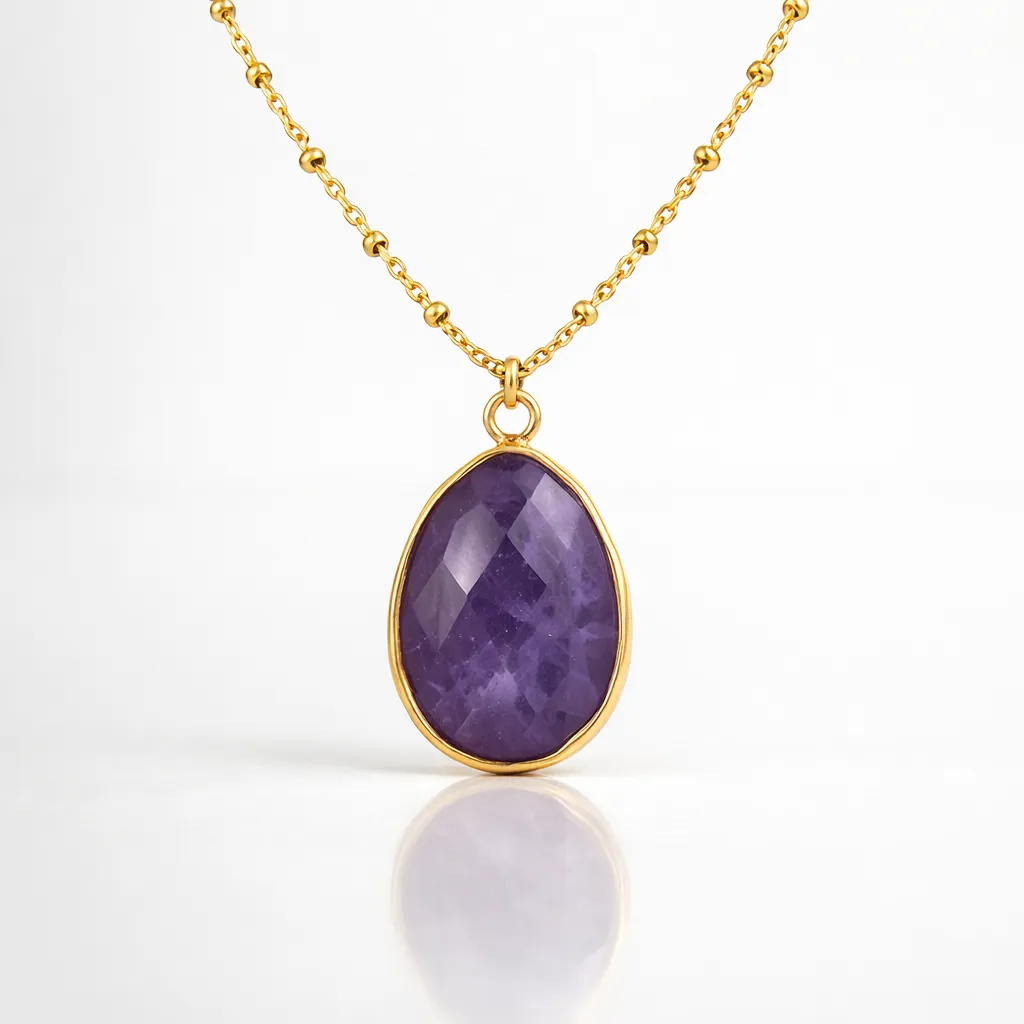 Natural Stone Wrapped Faceted Water Drop Pendant β Capture the Essence of Healing Energy