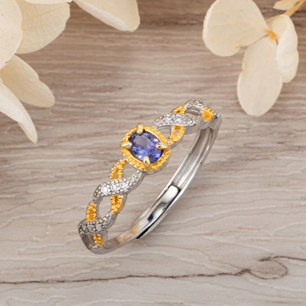 Natural Tanzanite Crystal Ring