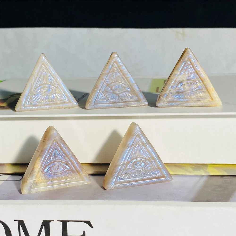 Natural White Moonstone Evil Eye Carving - Image 3
