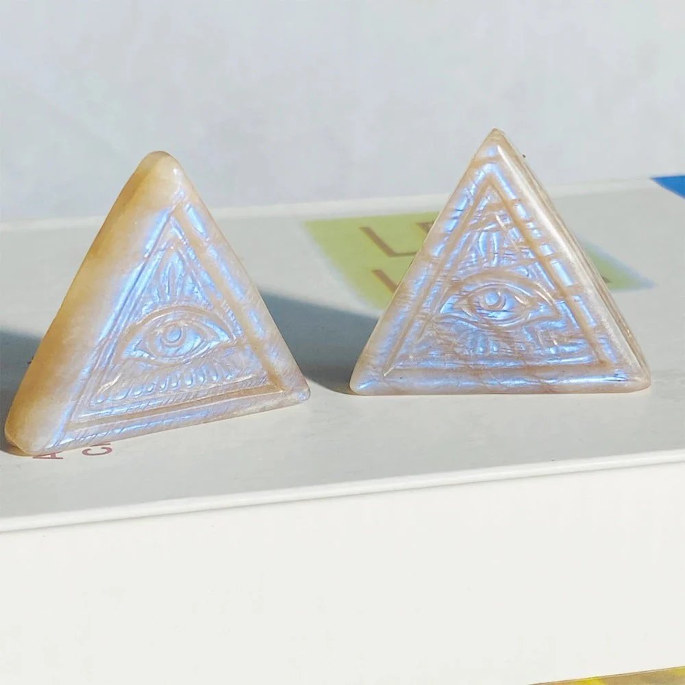 Natural White Moonstone Evil Eye Carving - Image 4