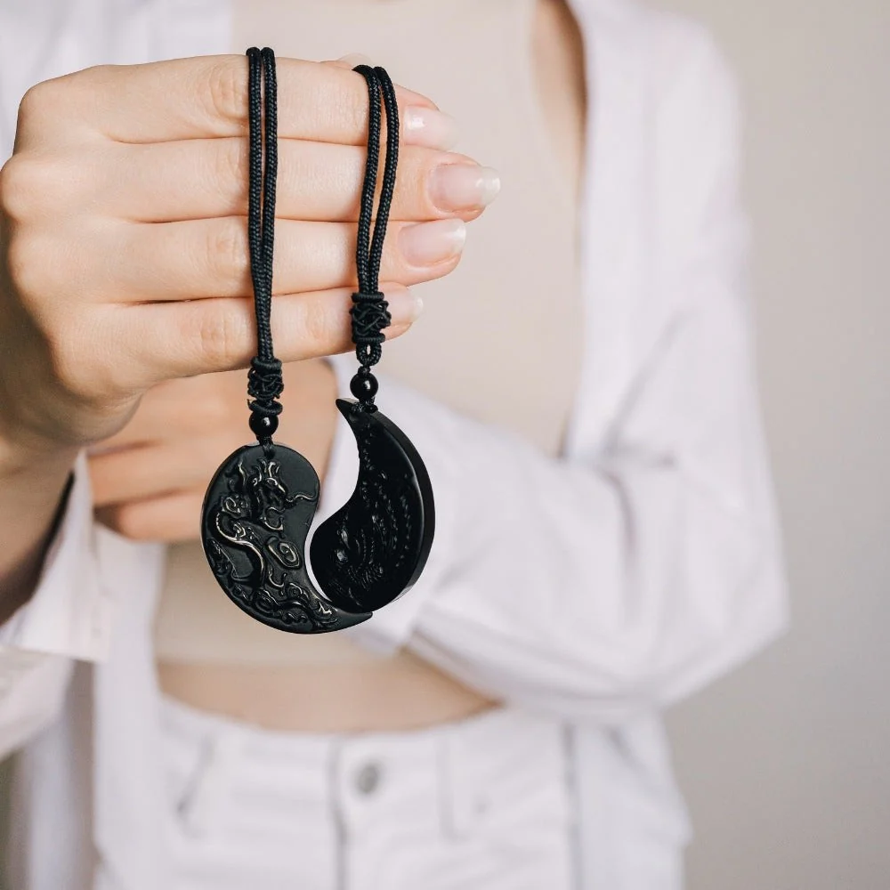 Obsidian Ying Yang Couple Matching Necklaces - Image 6