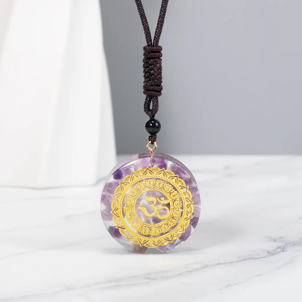 Amethyst Talisman with Om & Orgone Energy - Clear Emotional & Mental Clutter - Image 2