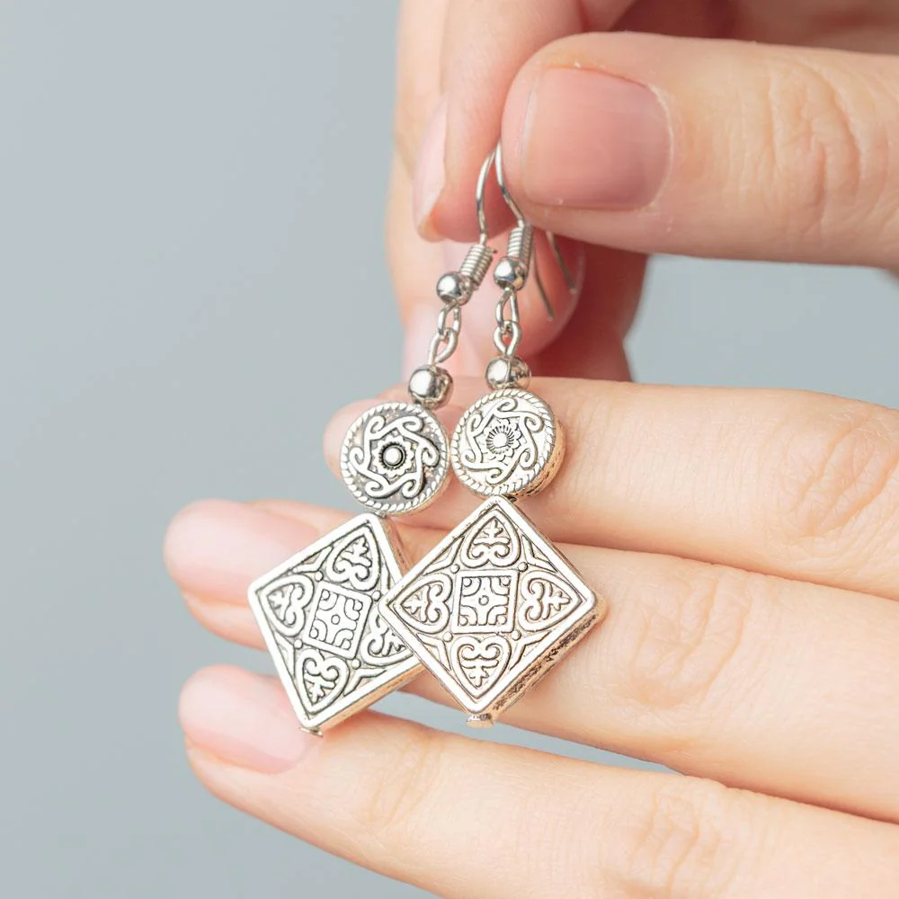 Oriental Dangle Earrings - Image 3
