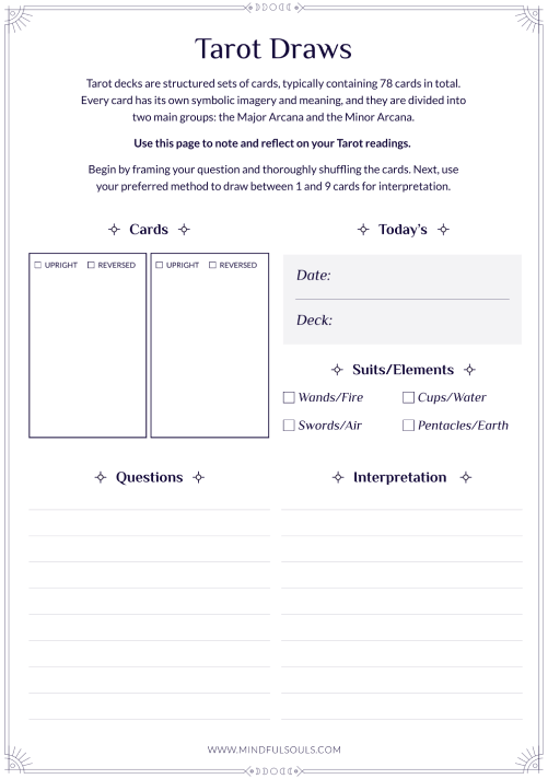 Printable Tarot Journal - Draws, Spreads & more - Image 4