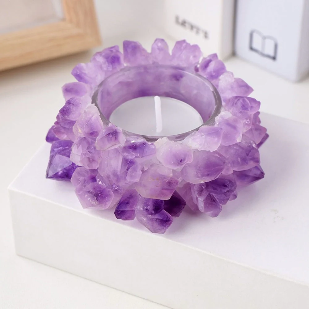 Purple Amethyst Crystal Candle Holder - Image 4