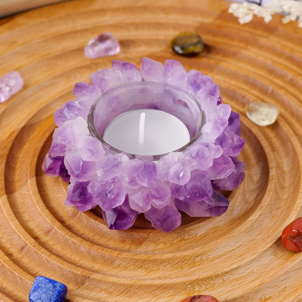 Purple Amethyst Crystal Candle Holder - Image 5