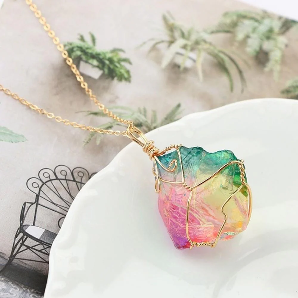 Rainbow Aura Quartz Necklace - Image 3